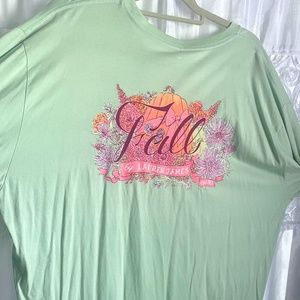 NWT Preppy Lauren James Sage Fall Themed long-sleeve shirt